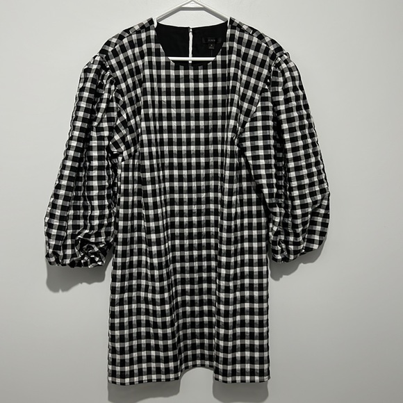 J. Crew Puff Sleeve Mini Dress in Textured Plaid Medium NWT - Picture 15 of 16